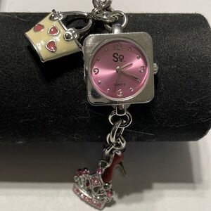 SO Pink Dial Charm Bracelet Watch